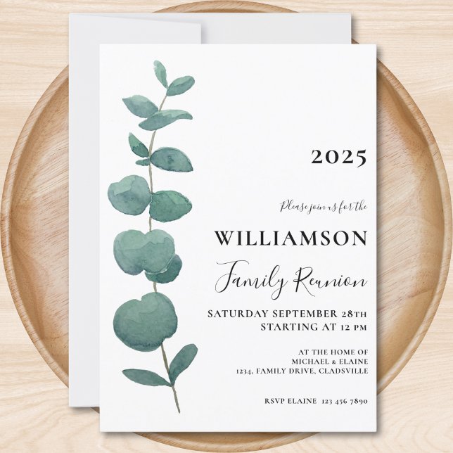 Modern Elegant Eucalyptus Family Reunion Invitation (Creator Uploaded)