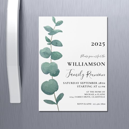 Modern Elegant Eucalyptus Family Reunion  Magnetic Invitation