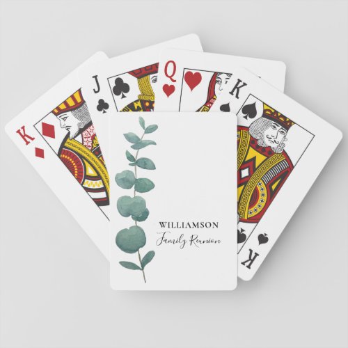 Modern Elegant Eucalyptus Family Reunion Poker Cards