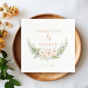 Modern, elegant eucalyptus flower wedding napkins