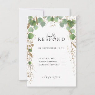 Modern, elegant eucalyptus glitter RSVP card