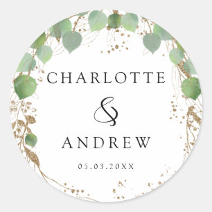 Modern, elegant eucalyptus glitter wedding Sticker