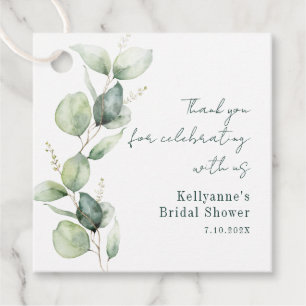 Modern Elegant Eucalyptus Greenery Bridal Shower Favor Tags