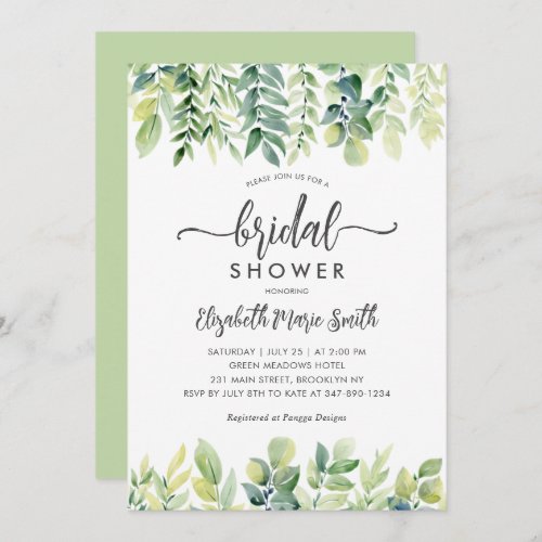 Modern Elegant Eucalyptus Greenery Bridal Shower Invitation