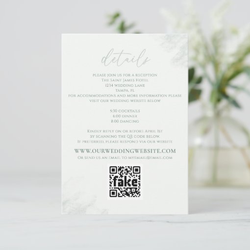 Modern Elegant Eucalyptus Greenery Details QR Code Enclosure Card | Zazzle