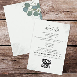 Modern Elegant Eucalyptus Greenery Details QR Code Enclosure Card