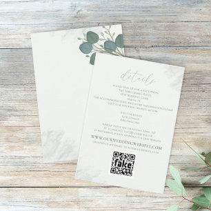 Modern Elegant Eucalyptus Greenery Details QR Code Enclosure Card