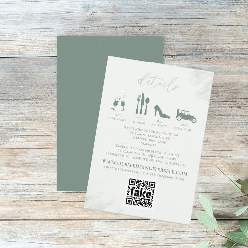 Modern Elegant Eucalyptus Greenery Details QR Code Enclosure Card