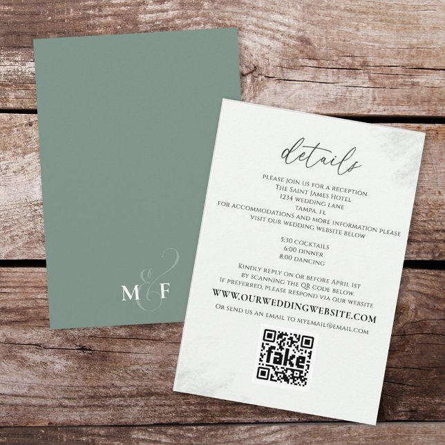 Modern Elegant Eucalyptus Greenery Details QR Code Enclosure Card (Creator Uploaded)