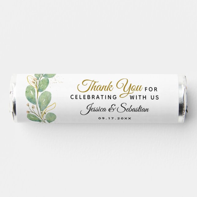 Modern Elegant Eucalyptus Greenery Wedding Breath Savers® Mints (Front)