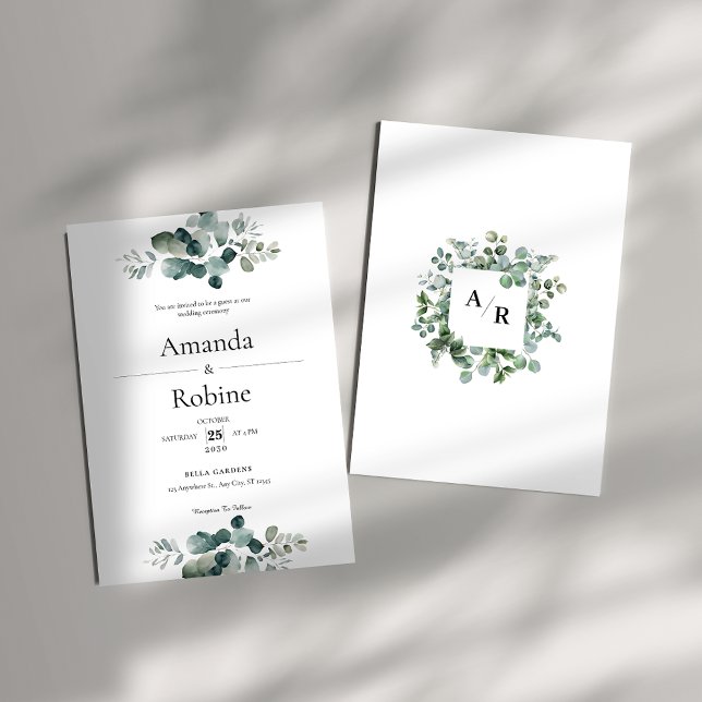 Modern Elegant Eucalyptus Greenery Wedding Invitation (Creator Uploaded)