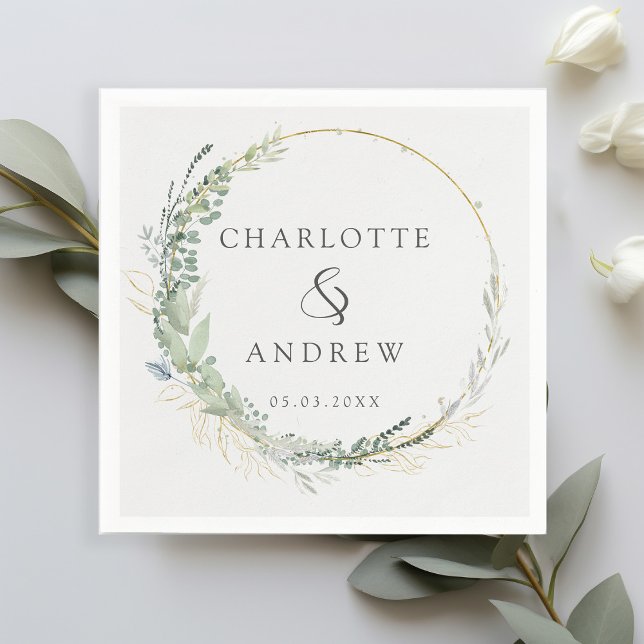 Modern, elegant, eucalyptus, grey wedding  napkins (Creator Uploaded)