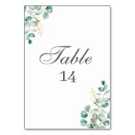 Modern elegant Eucalyptus Watercolor leaf  Table Number