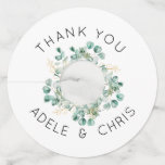 Modern elegant Eucalyptus Watercolor leaf  Wine Glass Tag