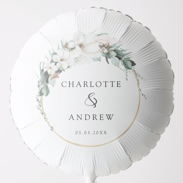 Modern, elegant eucalyptus wedding  balloon (Front)