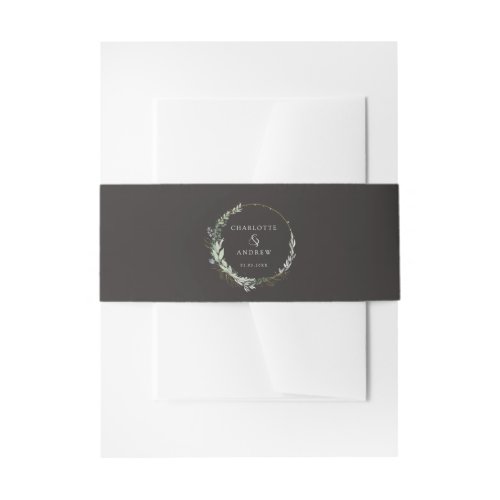 Modern elegant eucalyptus wedding   invitation belly band