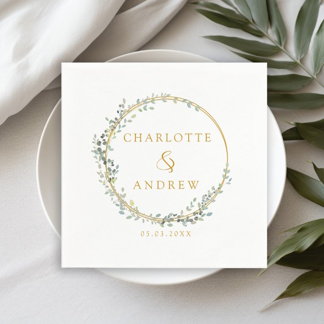 Modern, elegant eucalyptus wedding  napkins (Creator Uploaded)