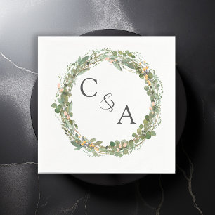 Modern, elegant eucalyptus wedding napkins