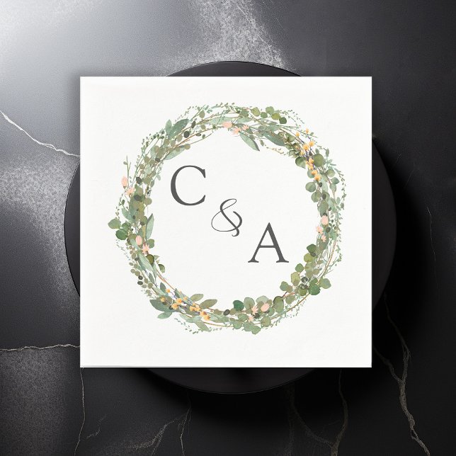 Modern, elegant eucalyptus wedding   napkins (Creator Uploaded)