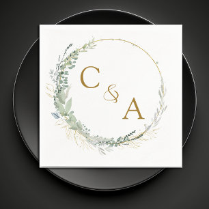 Modern, elegant eucalyptus wedding napkins