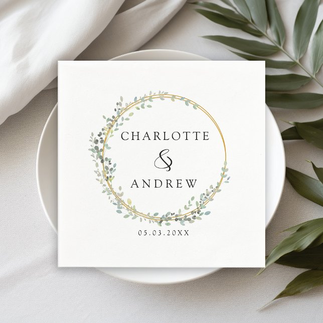 Modern, elegant eucalyptus wedding  napkins (Creator Uploaded)
