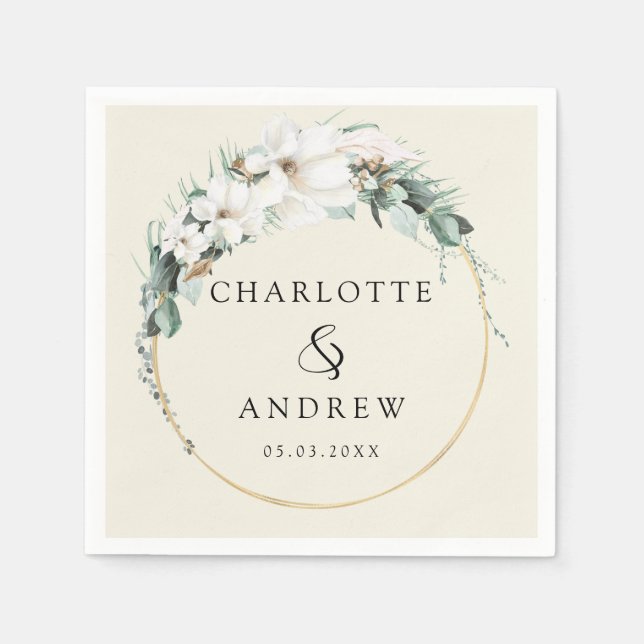 Modern, elegant eucalyptus wedding    napkins (Front)