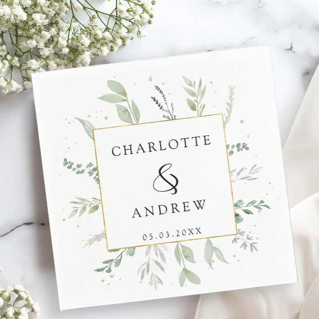 Modern, elegant eucalyptus wedding Serviette Napkins (Creator Uploaded)