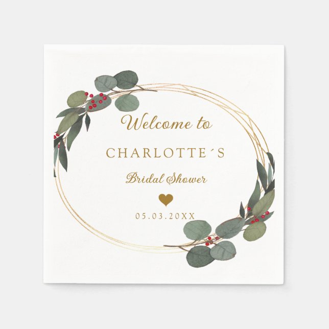 Modern, elegant eucalyptus wedding Serviette Napkins (Front)