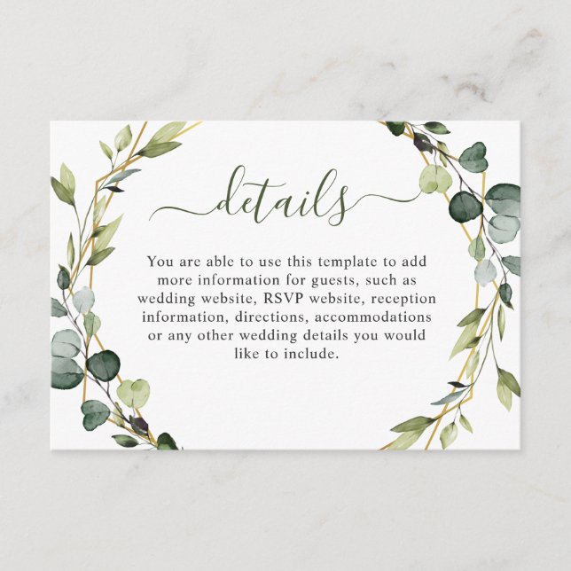 Modern Elegant Eucalyptus Wreath Frame Foliage Enclosure Card (Front)