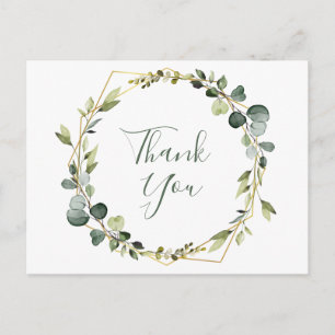 Modern Elegant Eucalyptus Wreath Frame Thank You Postcard