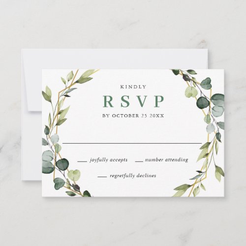 Modern Elegant Eucalyptus Wreath Frame Wedding  RSVP Card