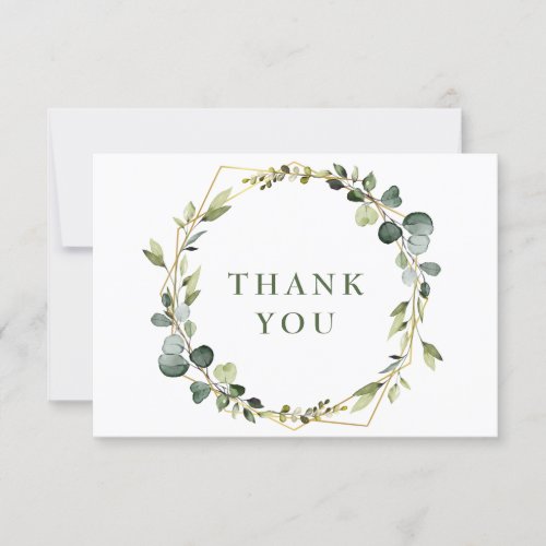 Modern Elegant Eucalyptus Wreath Stylish Frame Thank You Card