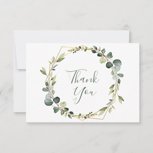 Modern Elegant Eucalyptus Wreath Stylish Frame Thank You Card