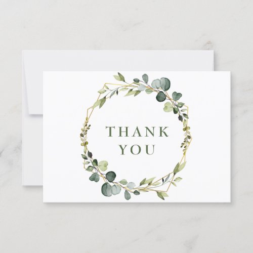 Modern Elegant Eucalyptus Wreath Stylish Frame  Thank You Card