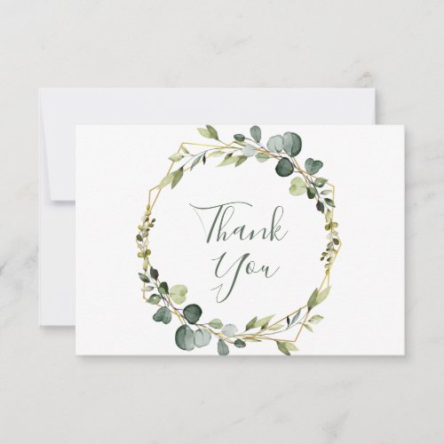 Modern Elegant Eucalyptus Wreath Stylish Frame Thank You Card