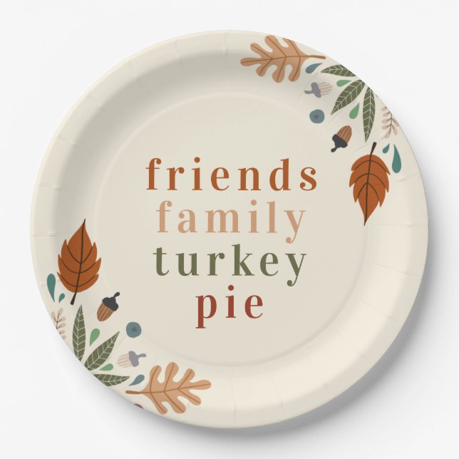 Modern Elegant Fall Autumn Thanksgiving Dinner Paper Plates (Front)
