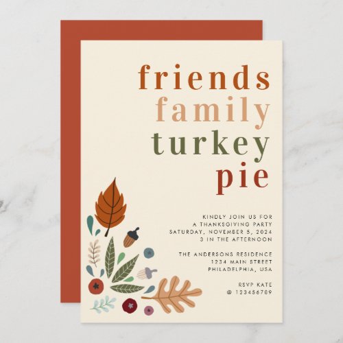 Modern Elegant Fall Autumn Thanksgiving Party Invitation