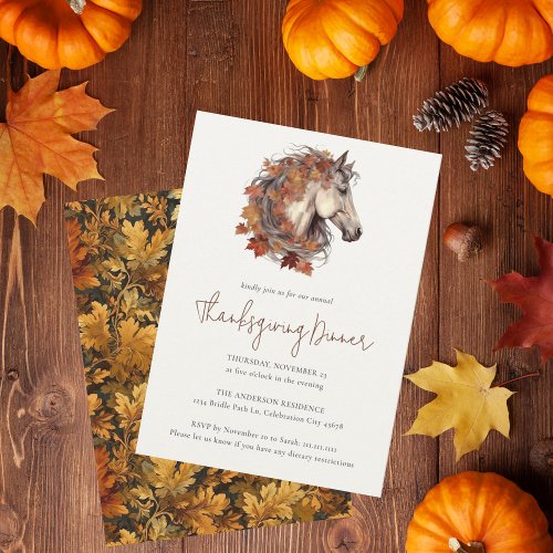 Modern Elegant Fall Horse Equestrian Thanksgiving Invitation