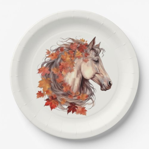Modern Elegant Fall Horse Equestrian Thanksgiving Paper Plates