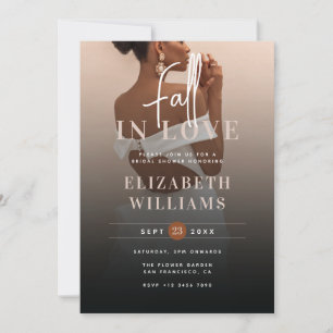 Modern Elegant Fall In Love Photo Bridal Shower Invitation