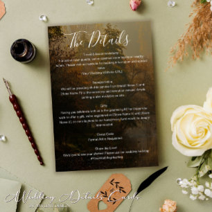 Modern Elegant Fall Vintage Rustic Wedding Details Enclosure Card