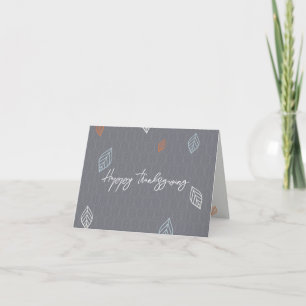 Modern Elegant Falling Leaves Thanksgiving Script Letterpress Thank You Card