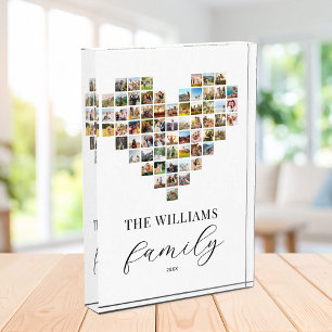 Modern Elegant Family Heart Shaped Collage Photo Block