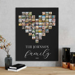 Modern Elegant Family Heart Shaped Photo Collage Faux Canvas Print<br><div class="desc">Create your own custom family photo collage faux canvas print featuring 63 of your favorite pictures in a heart shaped photo grid style design. Personalize with family name in modern typography for a custom photo gift or home decor.</div>