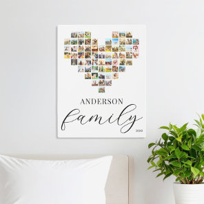 Modern Elegant Family Heart Shaped Photo Collage Metal Print