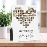 Modern Elegant Family Heart Shaped Photo Collage Plaque<br><div class="desc">Create your own custom family photo collage plaque featuring 63 of your favorite pictures in a heart shaped photo grid style design. Personalize with family name in modern typography for a custom photo gift or home decor.</div>