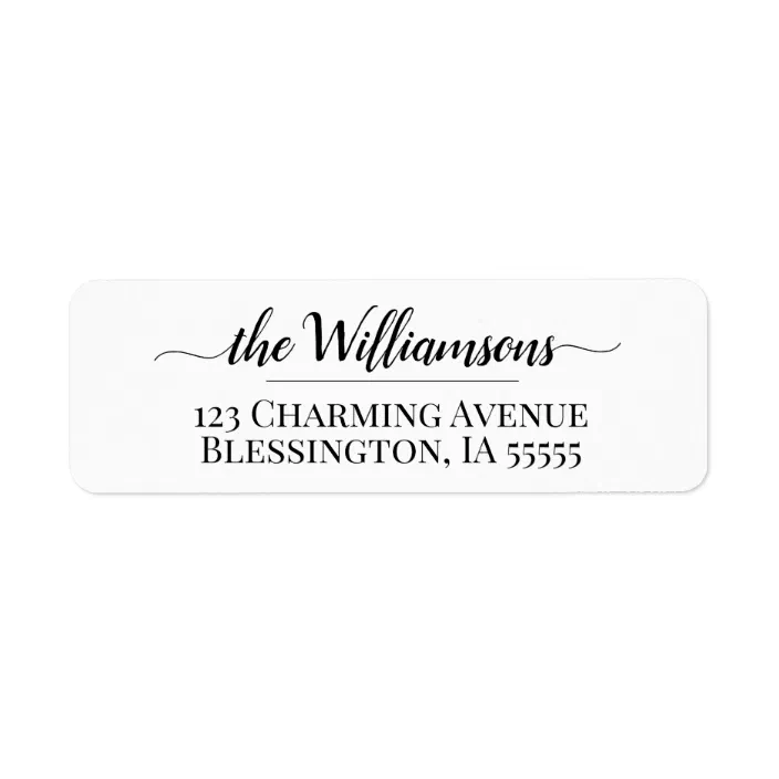 Modern Elegant Family Name Script Return Address Label | Zazzle.com