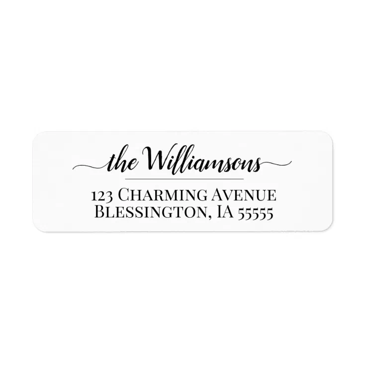 Modern Elegant Family Name Script Return Address Label