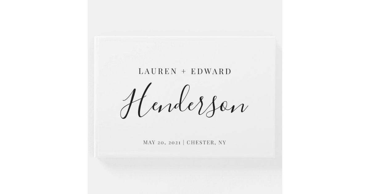 Modern Elegant Family Name Wedding Guest Book Zazzle