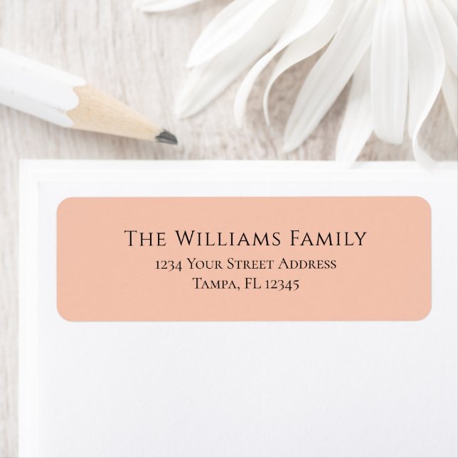 Modern Elegant Family Peach Return Address Label (Insitu)